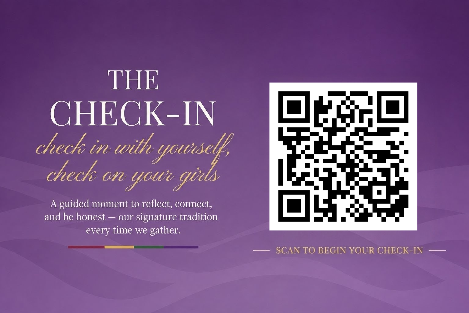 2026 Fibroid & Pelvic Health Awareness Check In Activity: check in with yourself, check on your girls. Scan the QR code to begin your check-in.